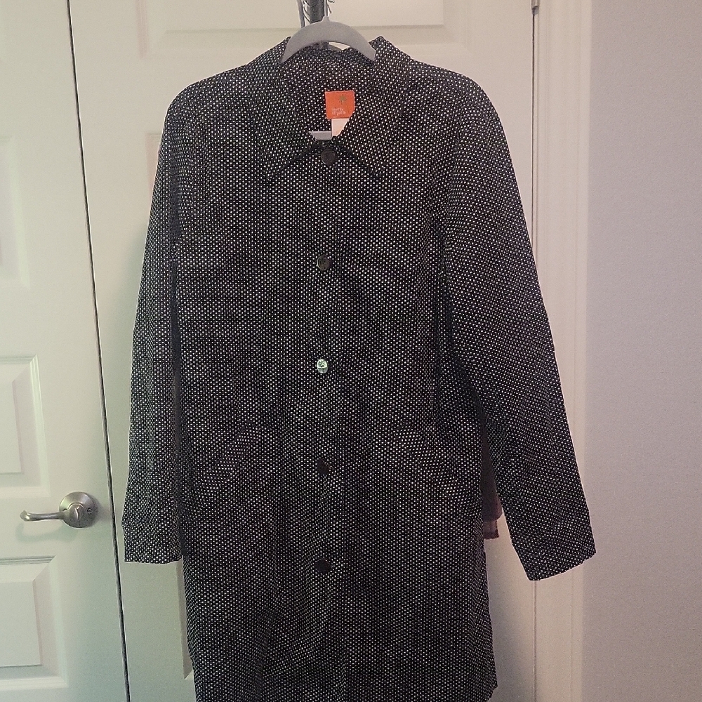 Hearts of Palm Polka Dot Longline Women's Coat - Black/White